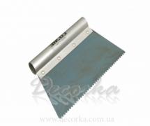 Шпатель зубчатый закаленная голубая сталь с алюминиевой ручкой Co.Me 111BO (art. 111BO)