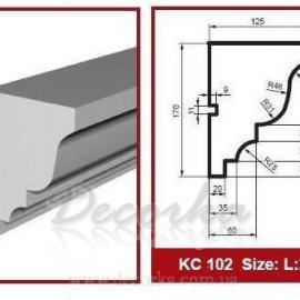 Карниз фасадный с гладким профилем Prestige Decor KC-102 2м
